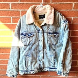 XL Denim Sherpa-Lined Button-Up Autumn Jacket - Banana Republic